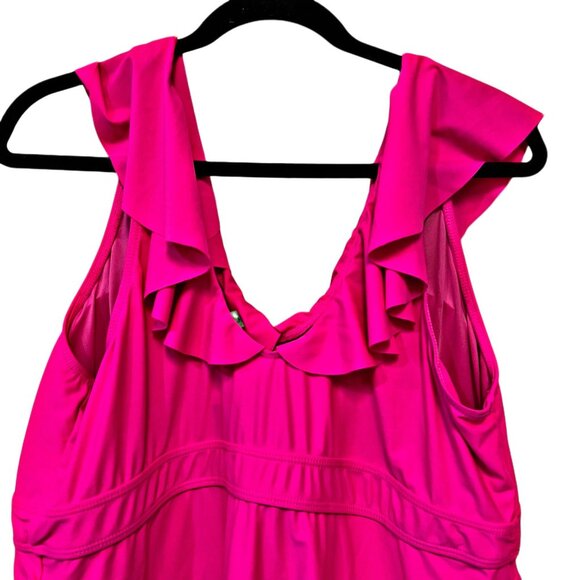 DACI Full Coverage One Piece Swimsuit Ruffle Sleeveless Pull-One Plus Size 24W - Picture 4 of 9